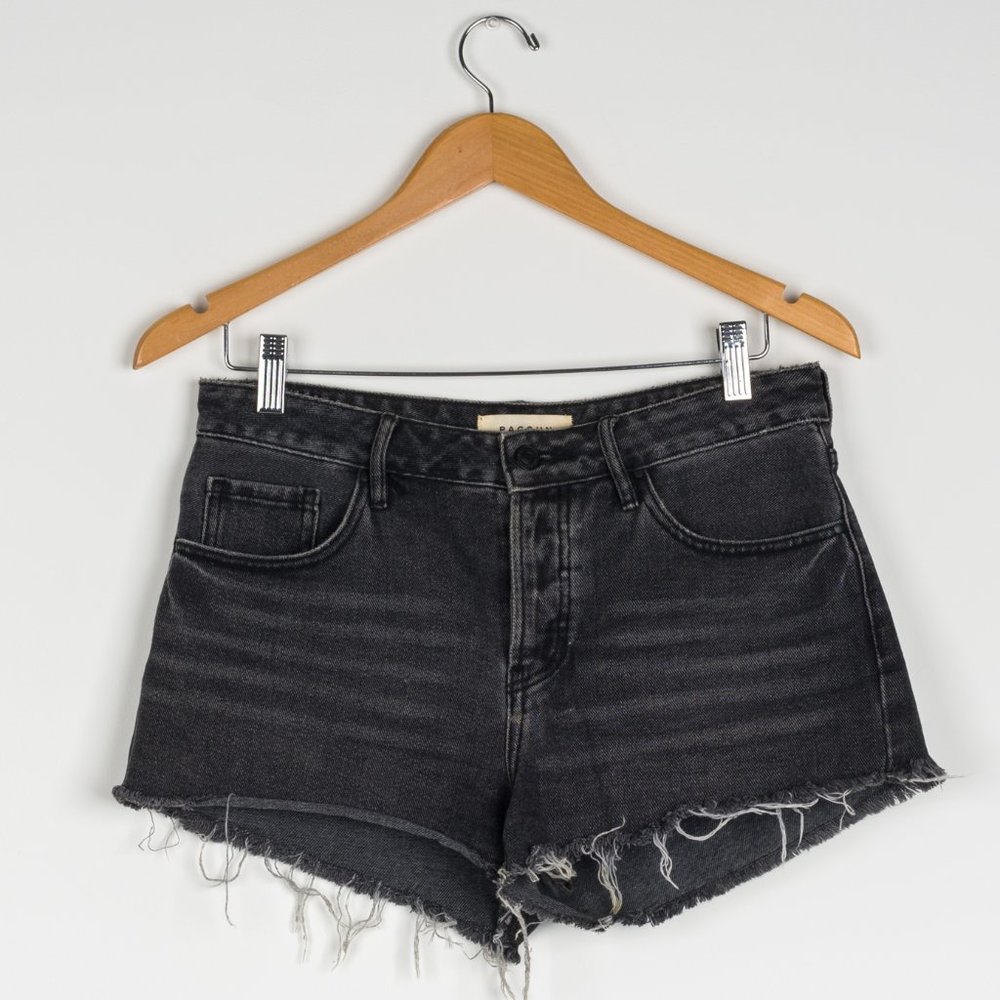 Women's PACSUN Mid Rise Black Denim Jean Mom Shorts Size 25